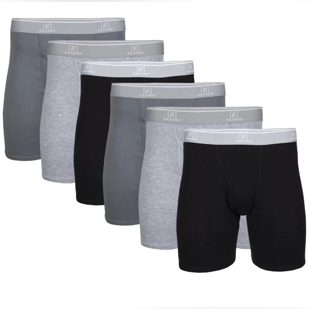 George Men's Regular Leg Boxer Briefs, 6-Pack